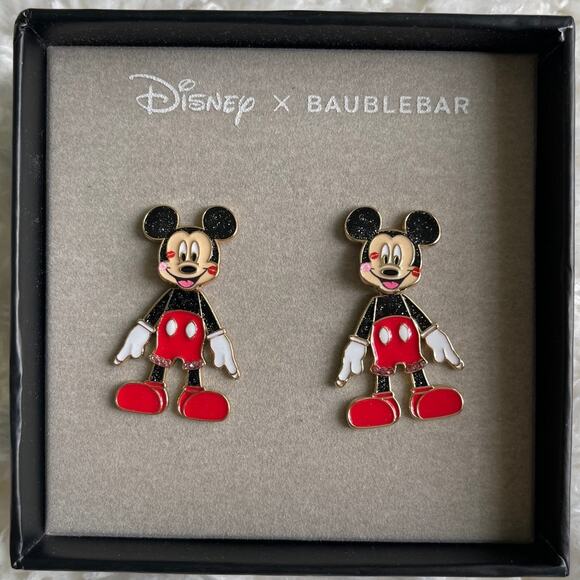 Disney Baublebar Mickey Mouse Kisses Movable Stud Earrings NEW - Picture 1 of 8